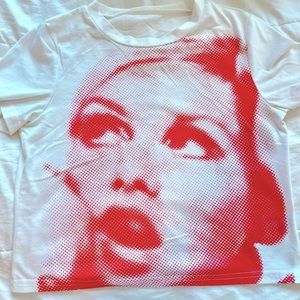 White Graphic Tee With Pink Detail